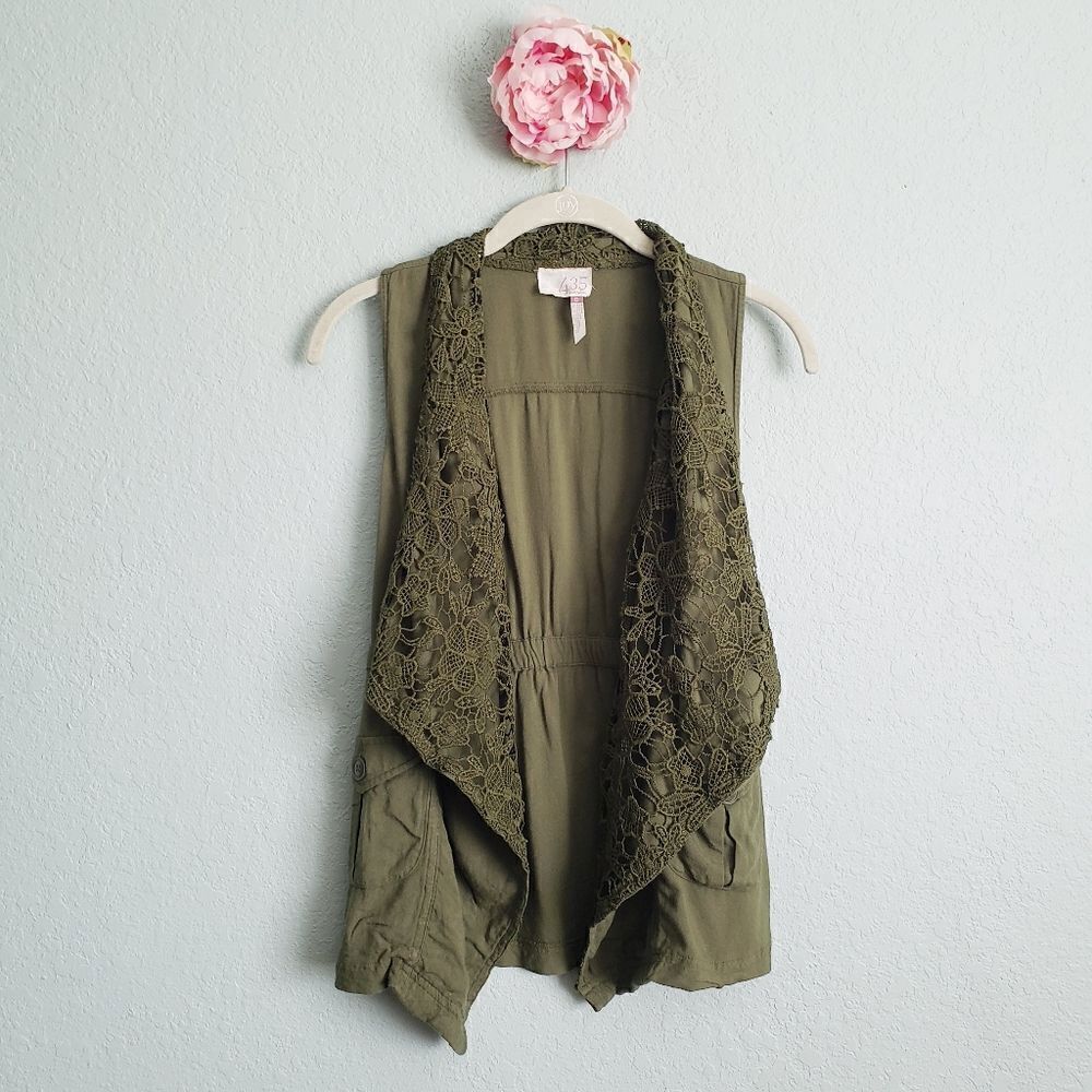 Matilda Jane Olive Green Lace Trim Vest
